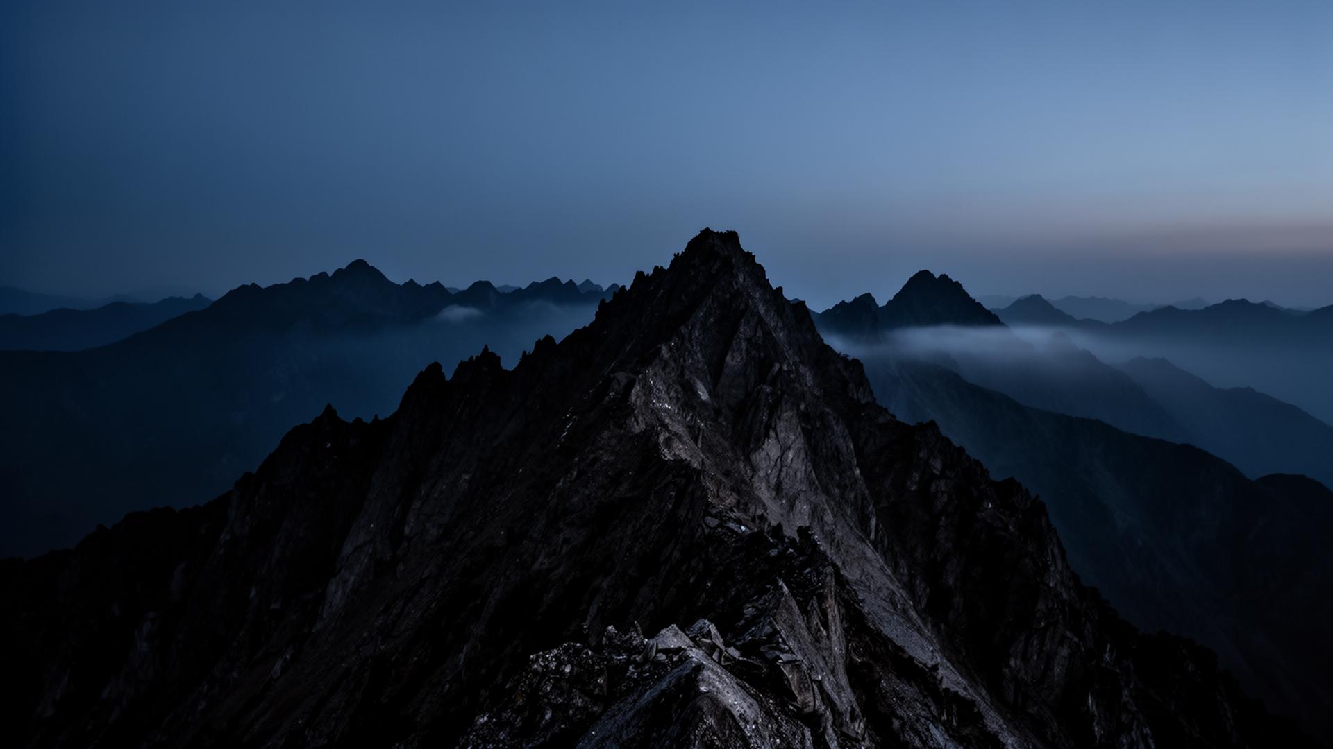 Mountain ridgeline at twilight